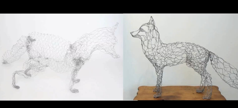 Man Vs. Pin: Wire Fox Sculpture